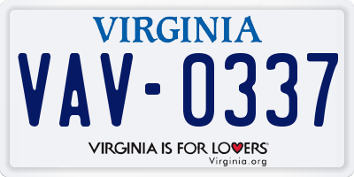 VA license plate VAV0337