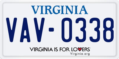 VA license plate VAV0338