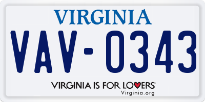 VA license plate VAV0343