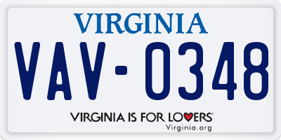 VA license plate VAV0348