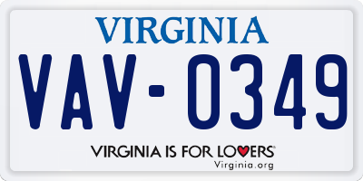 VA license plate VAV0349