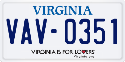 VA license plate VAV0351