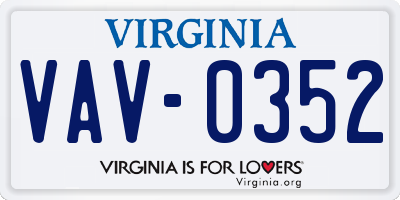 VA license plate VAV0352