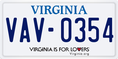 VA license plate VAV0354