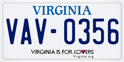 VA license plate VAV0356