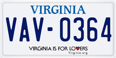 VA license plate VAV0364