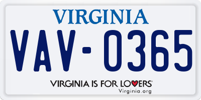 VA license plate VAV0365