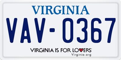 VA license plate VAV0367