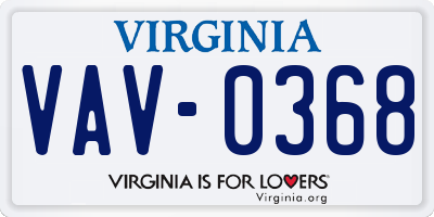 VA license plate VAV0368