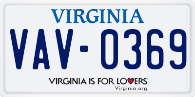VA license plate VAV0369