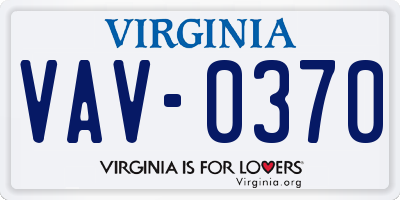 VA license plate VAV0370