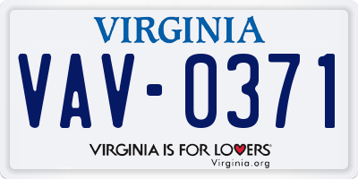 VA license plate VAV0371