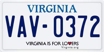 VA license plate VAV0372
