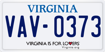VA license plate VAV0373