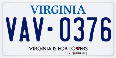 VA license plate VAV0376