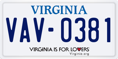 VA license plate VAV0381