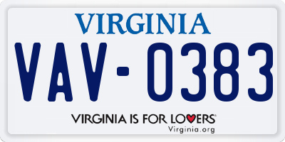 VA license plate VAV0383