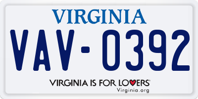 VA license plate VAV0392