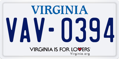 VA license plate VAV0394