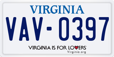 VA license plate VAV0397