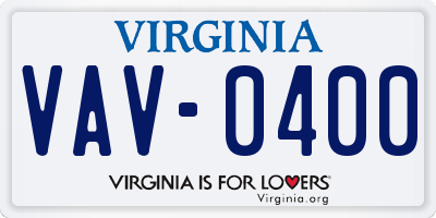 VA license plate VAV0400