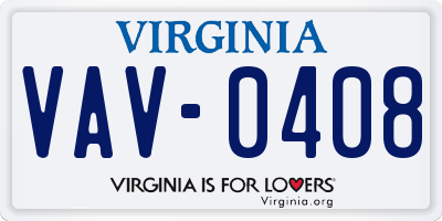 VA license plate VAV0408