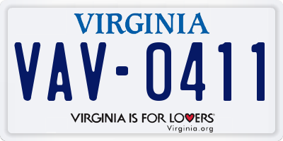 VA license plate VAV0411