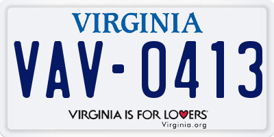 VA license plate VAV0413