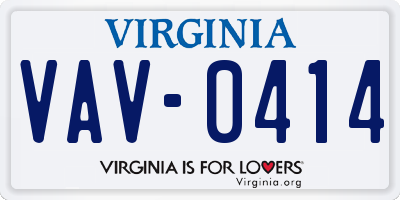 VA license plate VAV0414