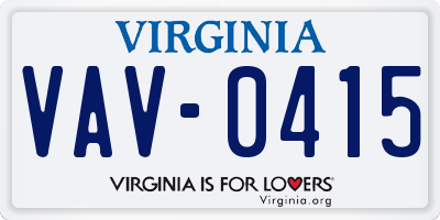 VA license plate VAV0415