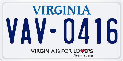 VA license plate VAV0416