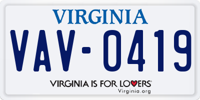 VA license plate VAV0419