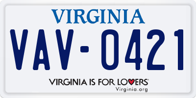 VA license plate VAV0421