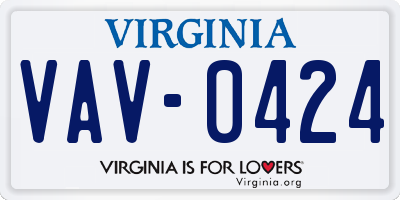 VA license plate VAV0424