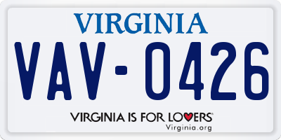 VA license plate VAV0426