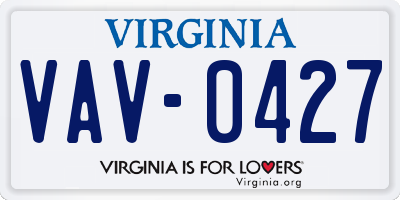 VA license plate VAV0427
