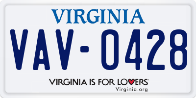 VA license plate VAV0428