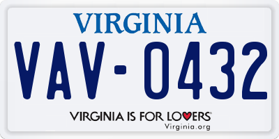 VA license plate VAV0432