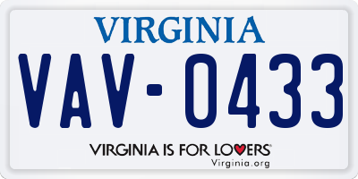 VA license plate VAV0433