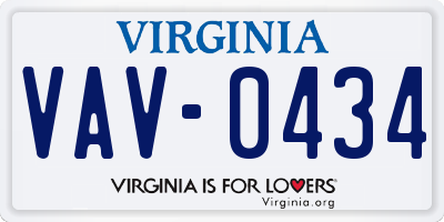 VA license plate VAV0434