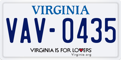 VA license plate VAV0435