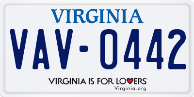VA license plate VAV0442