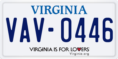 VA license plate VAV0446