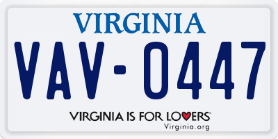 VA license plate VAV0447