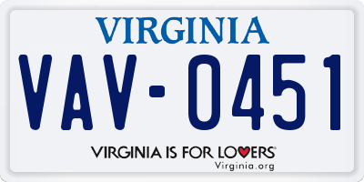 VA license plate VAV0451
