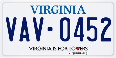VA license plate VAV0452