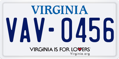 VA license plate VAV0456