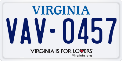 VA license plate VAV0457
