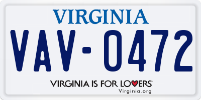 VA license plate VAV0472