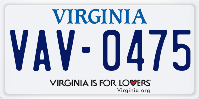 VA license plate VAV0475